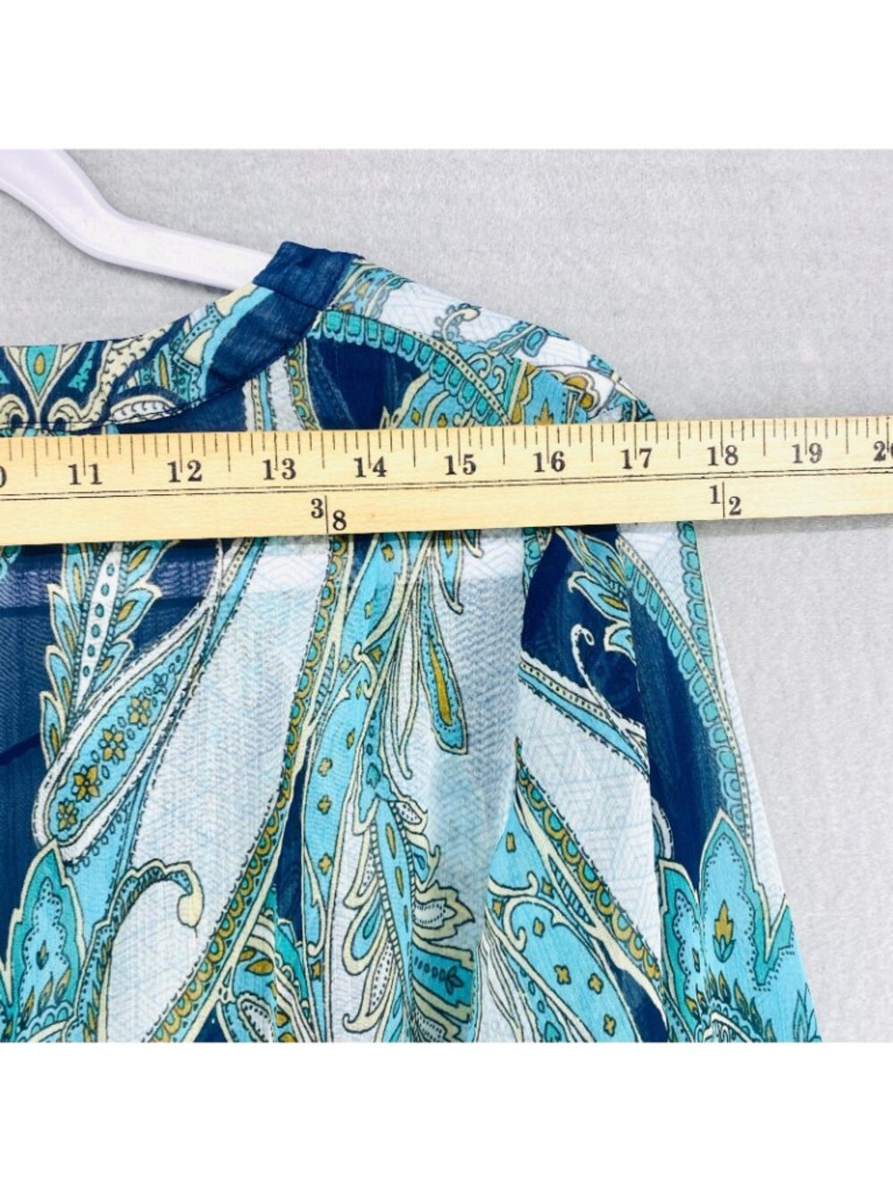 Rose Olive Cottagecore Top Womens L Blue Floral Blouse Lightweight Feminine - Picture 7 of 11